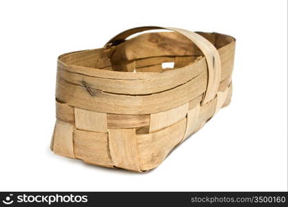 basket woven of birch bark isolated on a white background