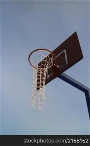 basketball backboard with basket,street basketball concept, low angle of view