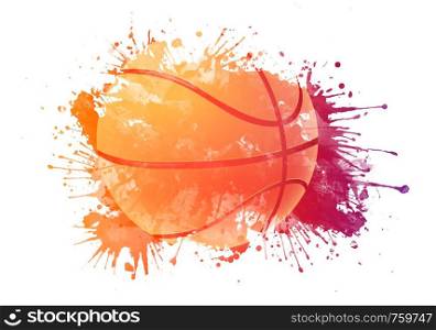 Basketball ball in Watrcolor Isolated on White Background.
