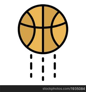 Basketball ball jump icon. Outline basketball ball jump vector icon color flat isolated. Basketball ball jump icon color outline vector