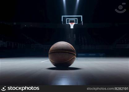 Basketball ball on floor. Winner team. Generate Ai. Basketball ball on floor. Generate Ai