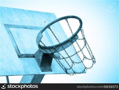 Basketball court in an old jail, the Netherlands, blue
