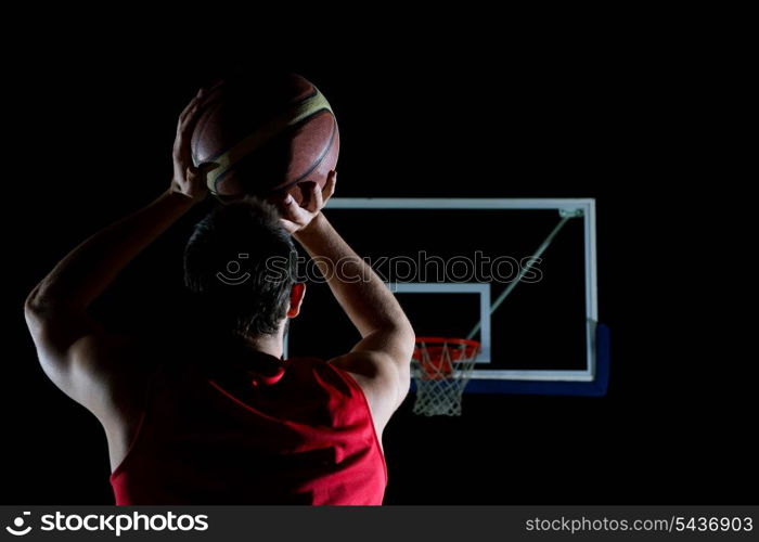 basketball game sport player in action isolated on black background