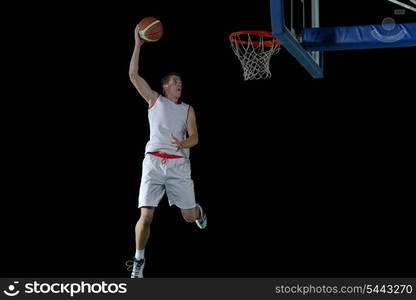 basketball game sport player in action isolated on black background