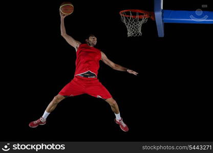 basketball game sport player in action isolated on black background