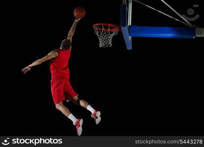 basketball game sport player in action isolated on black background