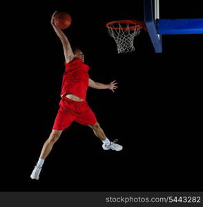 basketball game sport player in action isolated on black background