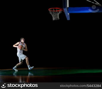 basketball game sport player in action isolated on black background