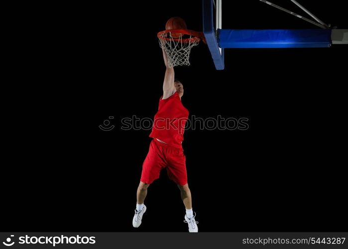 basketball game sport player in action isolated on black background