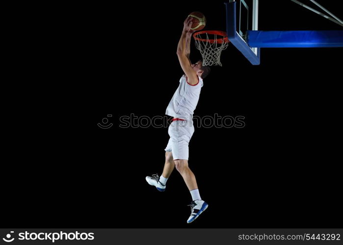 basketball game sport player in action isolated on black background