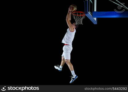 basketball game sport player in action isolated on black background