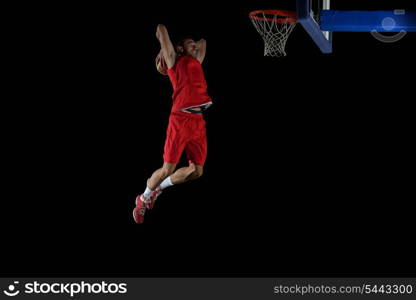 basketball game sport player in action isolated on black background