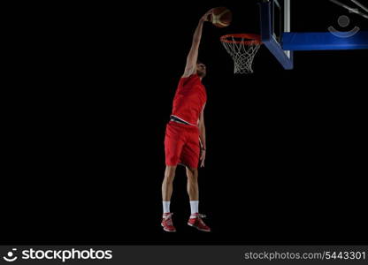 basketball game sport player in action isolated on black background