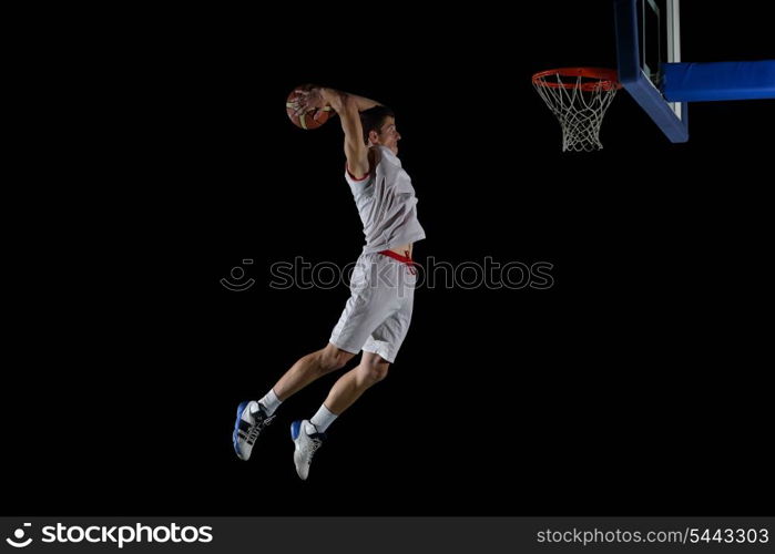 basketball game sport player in action isolated on black background