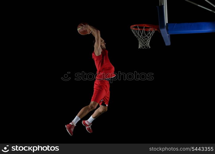 basketball game sport player in action isolated on black background