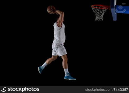 basketball game sport player in action isolated on black background