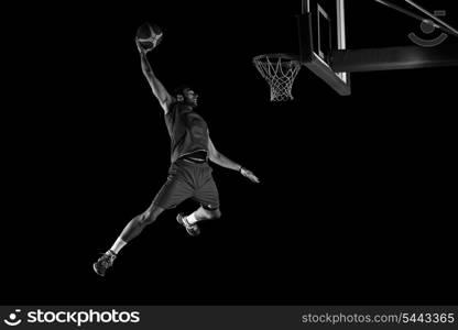 basketball game sport player in action isolated on black background