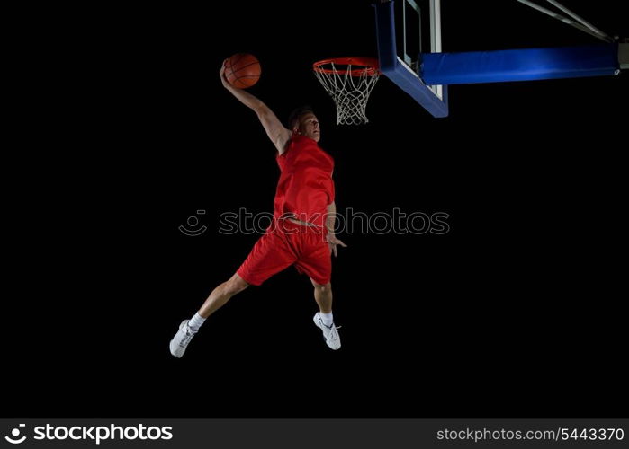 basketball game sport player in action isolated on black background