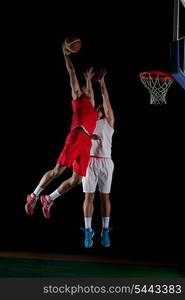 basketball game sport player in action isolated on black background