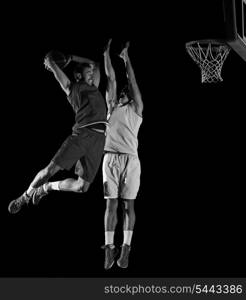 basketball game sport player in action isolated on black background