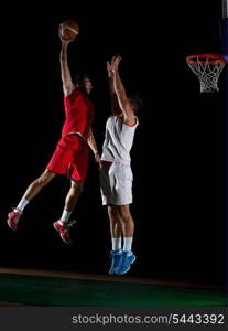 basketball game sport player in action isolated on black background