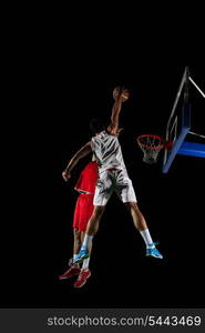 basketball game sport player in action isolated on black background