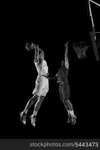 basketball game sport player in action isolated on black background