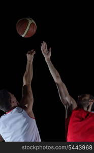 basketball game sport player in action isolated on black background