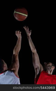 basketball game sport player in action isolated on black background