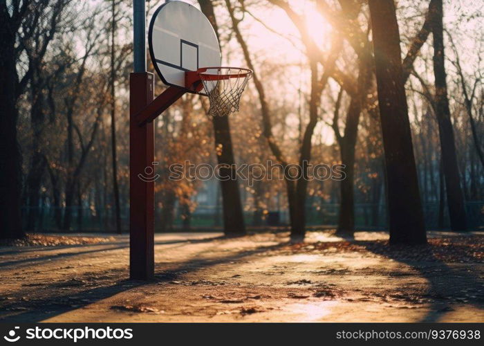Basketball hoop in park. Generative AI