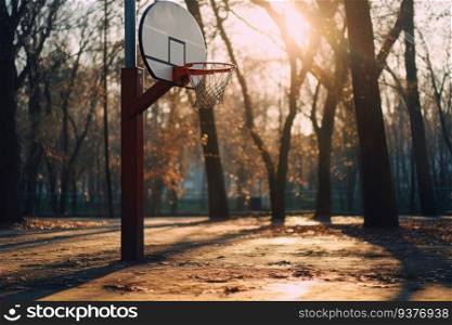 Basketball hoop in park. Generative AI