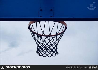 basketball hoop silhouette, street basket in Bilbao city Spain