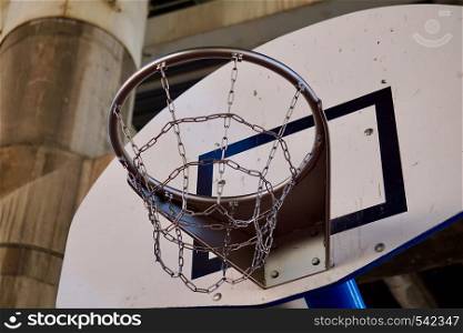 basketball hoop sport in the court in the street