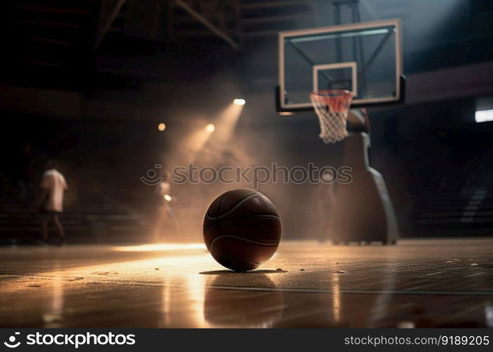 Basketball in a arena in background , Generate Ai