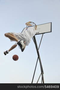 basketball player practicing and posing for basketball and sports athlete concept