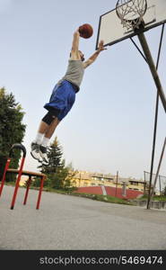 basketball player practicing and posing for basketball and sports athlete concept