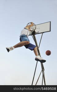 basketball player practicing and posing for basketball and sports athlete concept