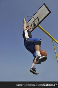 basketball player practicing and posing for basketball and sports athlete concept