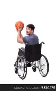 Basketball player recovering from injury on wheelchair