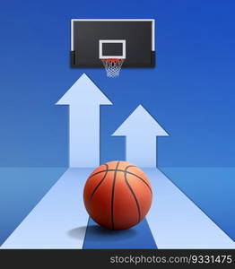 Basketball with Arrow symbolizes. basketball game concept