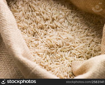 Basmati rice in sack