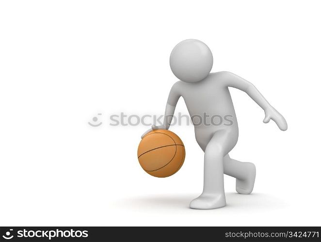 Basterball player (3d isolated characters on white background, sports series)