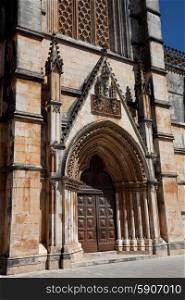 Batalha Cathedral entrance, world heritage near Leiria, Portugal