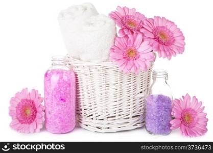 bath and spa set with flowers isolated