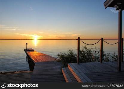 Bath pier at sunset on the island Oland in Sweden.