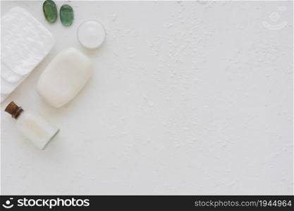 bath products cotton pads white background with . High resolution photo. bath products cotton pads white background with . High quality photo