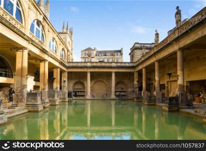 BATH, UK NOVEMBER 30, 2014: View of the Roman Baths in Bath, UK