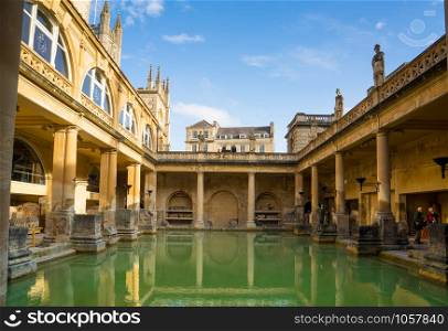 BATH, UK NOVEMBER 30, 2014: View of the Roman Baths in Bath, UK