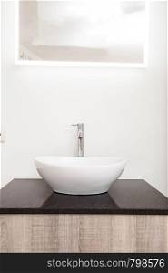 Bathroom interior with stylish white sink empty clean modern design. Bathroom interior with stylish white sink empty clean modern