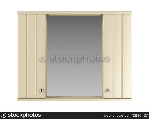 Bathroom mirror cabinet isolated on white background, front view